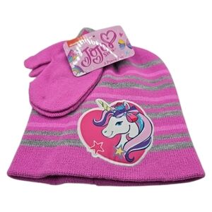 New With Tags Jo Jo Siwa 2-piece Pink Unicorn Hat & Glove Set One Size Fits Most